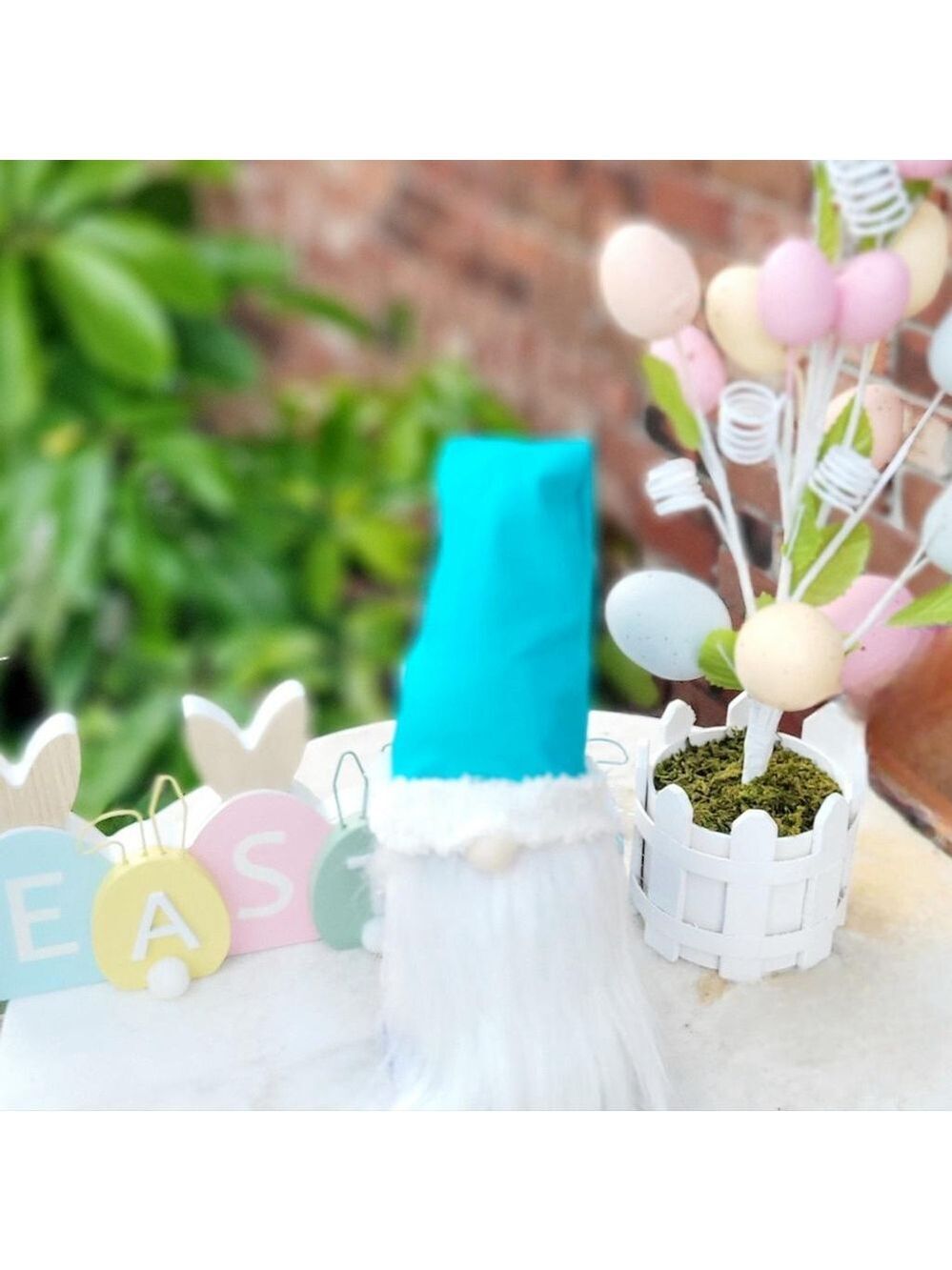 Easter Bunny Purple Pink Green and White Easter Egg Gnome Decor